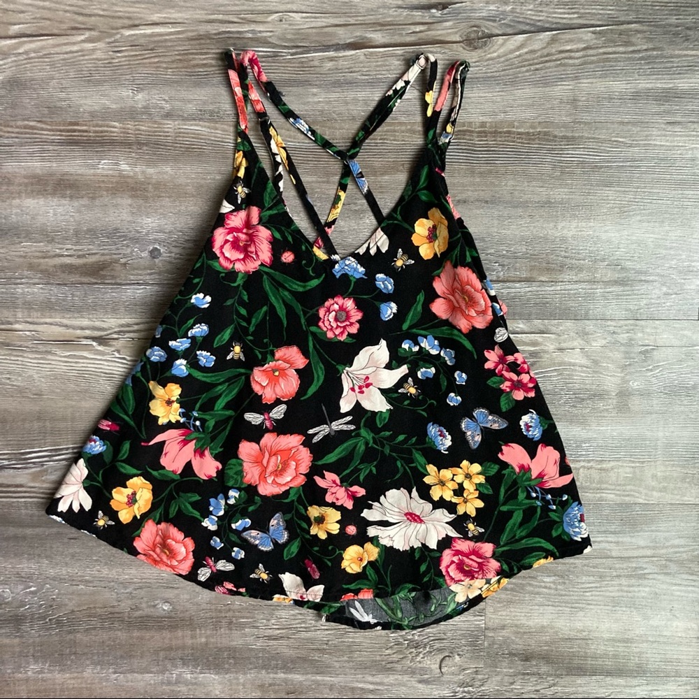 Abercrombie Black Floral Tank Top